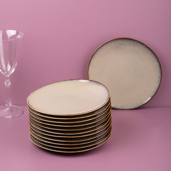 Ariane 8 1/4" Splash Beige Porcelain Coupe Elevated Plate - 12/Case (AVCARN257111021) - iFoodservice Online