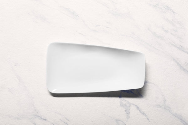 Ariane 9 4/9" x 5 1/8" Vital - Warm White Porcelain Rectangle Plate - 12/Case (AVRARN000011024) - iFoodservice Online