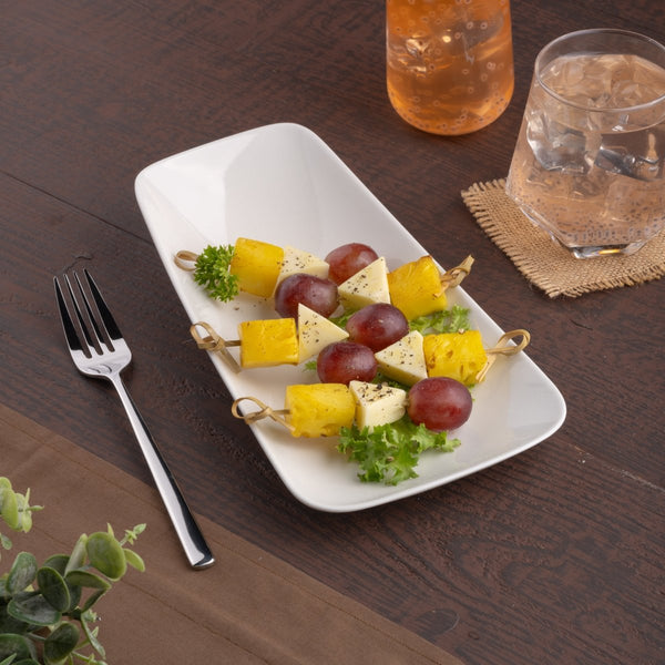 Ariane 9 4/9" x 5 1/8" Vital - Warm White Porcelain Rectangle Plate - 12/Case (AVRARN000011024) - iFoodservice Online