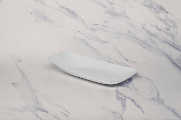 Ariane 9 4/9" x 5 1/8" Vital - Warm White Porcelain Rectangle Plate - 12/Case (AVRARN000011024) - iFoodservice Online