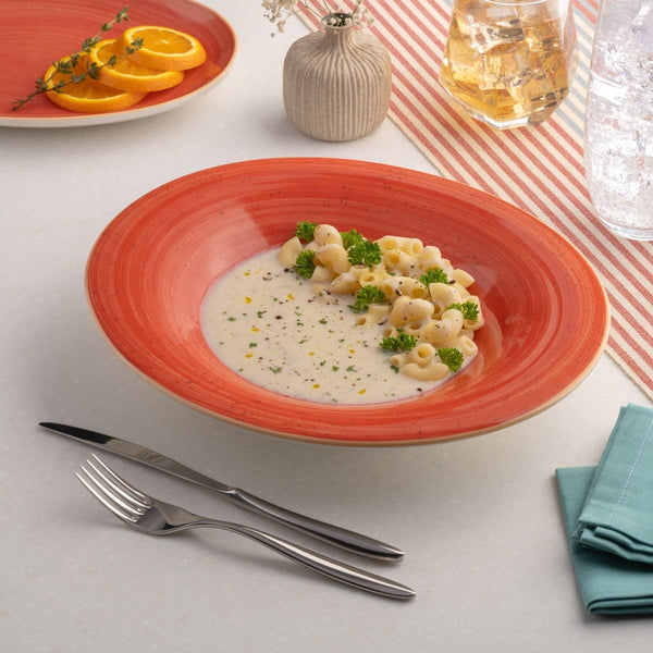 Ariane Artisan 11 3/7" Twister Red Porcelain Wide Rim Bowl - 6/Case (AARARN204022029) - iFoodservice Online