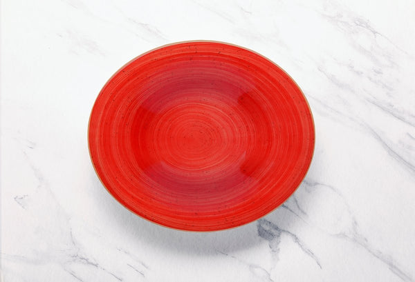 Ariane Artisan 11 3/7" Twister Red Porcelain Wide Rim Bowl - 6/Case (AARARN204022029) - iFoodservice Online