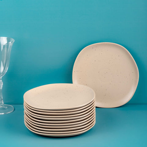 Ariane Earth 10 5/8" Earth - Dark Sand Dots Porcelain Flate Plate - 6/Case (AERARN512011027) - iFoodservice Online