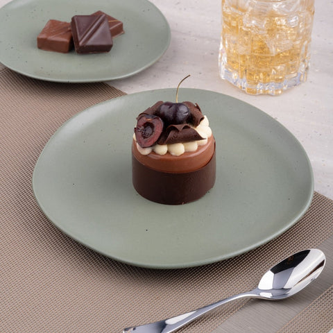 Ariane Earth 10 5/8" Earth - Mist Green Dots Porcelain Flate Plate - 6/Case (AERARN511011027) - iFoodservice Online