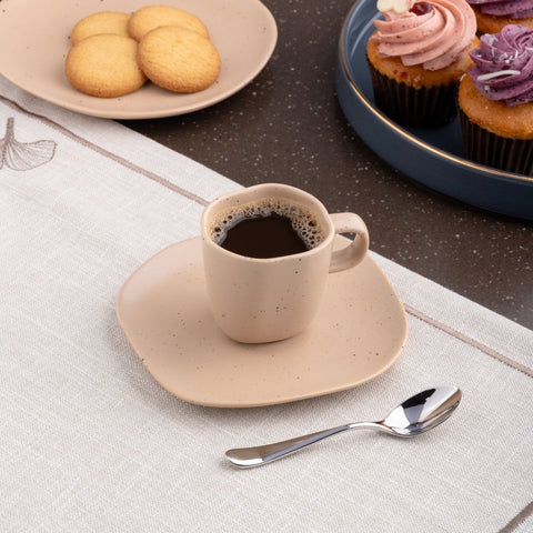 Ariane Earth 3 Oz Creamy Sand Dots Porcelain Expresso Cup - 12/Case (AERARN512044009) - iFoodservice Online