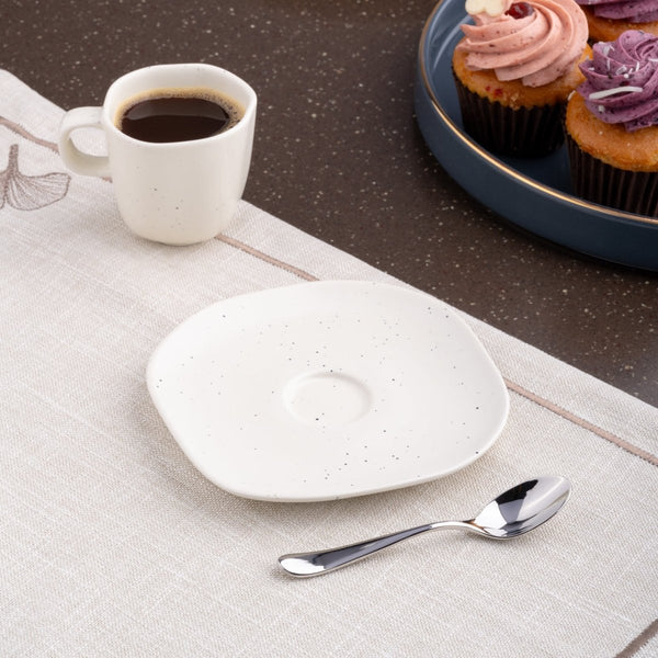 Ariane Earth 5 1/8" Earth - Linen White Porcelain Saucer - 12/Case (AERARN508014013) - iFoodservice Online