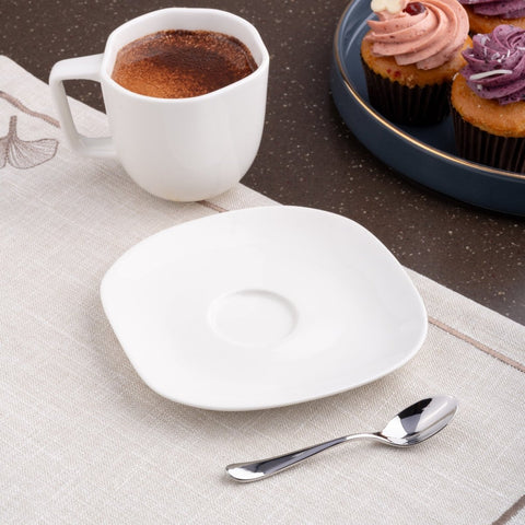 Ariane Earth 5 5/7" Earth - Warm White Porcelain Saucer - 12/Case (AERARN000014015) - iFoodservice Online