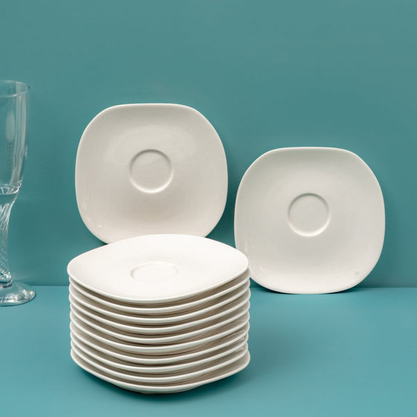 Ariane Earth 5 5/7" Earth - Warm White Porcelain Saucer - 12/Case (AERARN000014015) - iFoodservice Online