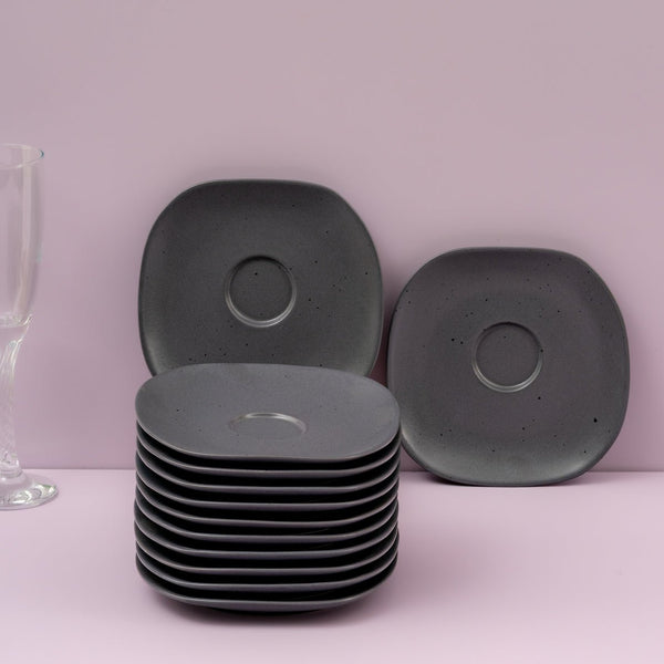 Ariane Earth 6" Earth - Charcoal Black Porcelain Saucer - 12/Case (AERARN510014015) - iFoodservice Online