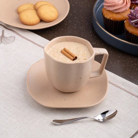 Ariane Earth 9 1/8 Oz Earth - Dark Sand Dots Porcelain Cup - 6/Case (AERARN512044027) - iFoodservice Online