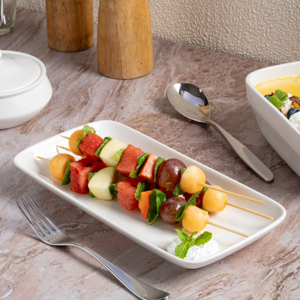Ariane Gn 14 1/6'' x 6 1/2'' Buffet - Warm White Porcelain Rectangle Plate - 6/Case (AGNARN000011036) - iFoodservice Online