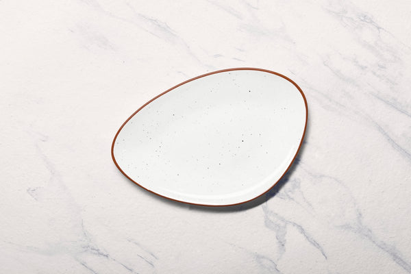 Ariane Island 11 3/7" Terra Arena White Porcelain Triangle Plate - 6/Case (AISARN205011029) - iFoodservice Online