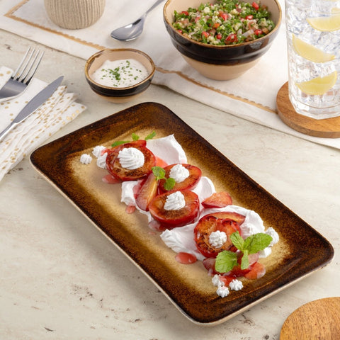 Ariane Laps 11" x 6" Sahara Porcelain Rectangle Platter - 6/Case (ALPARND63011004) - iFoodservice Online