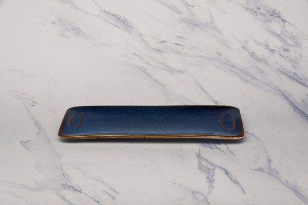 Ariane Laps 11'' x 6'' Splash Denim Porcelain Rectangle Platter - 6/Case (ALPARND53011004) - iFoodservice Online