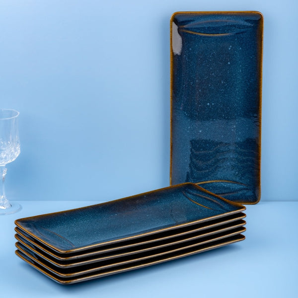 Ariane Laps 11'' x 6'' Splash Denim Porcelain Rectangle Platter - 6/Case (ALPARND53011004) - iFoodservice Online