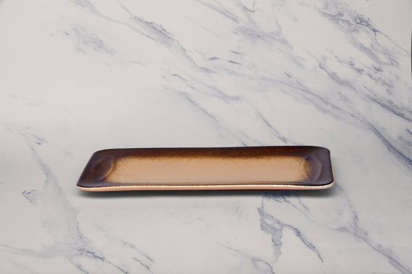 Ariane Laps 12 3/5"x 6" Sahara Porcelain Broad Rectangle Platter - 6/Case (ALPARND63011003) - iFoodservice Online