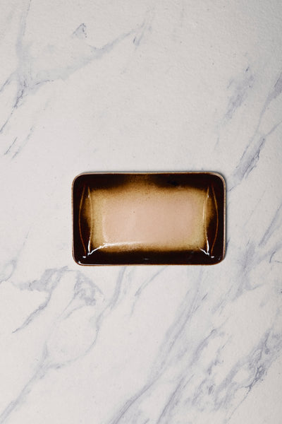 Ariane Laps 12 3/5"x 6" Sahara Porcelain Broad Rectangle Platter - 6/Case (ALPARND63011003) - iFoodservice Online