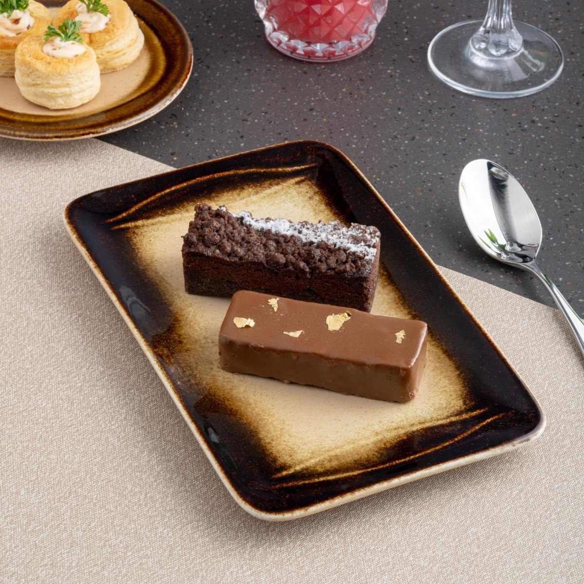 Ariane Laps 12 3/5"x 6" Sahara Porcelain Broad Rectangle Platter - 6/Case (ALPARND63011003) - iFoodservice Online