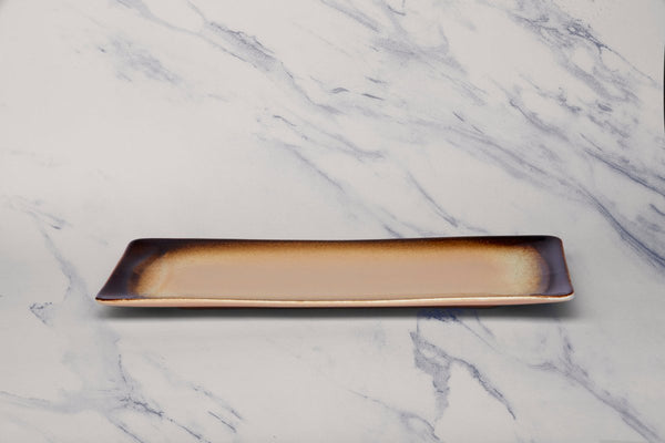 Ariane Laps 8 1/4" x 5 1/8" Sahara Porcelain Rectangle Platter - 6/Case (ALPARND63011005) - iFoodservice Online