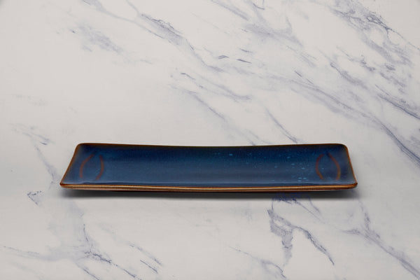 Ariane Laps 8 1/4'' x 5 1/8'' Splash Denim Porcelain Rectangle Platter - 6/Case (ALPARND53011005) - iFoodservice Online