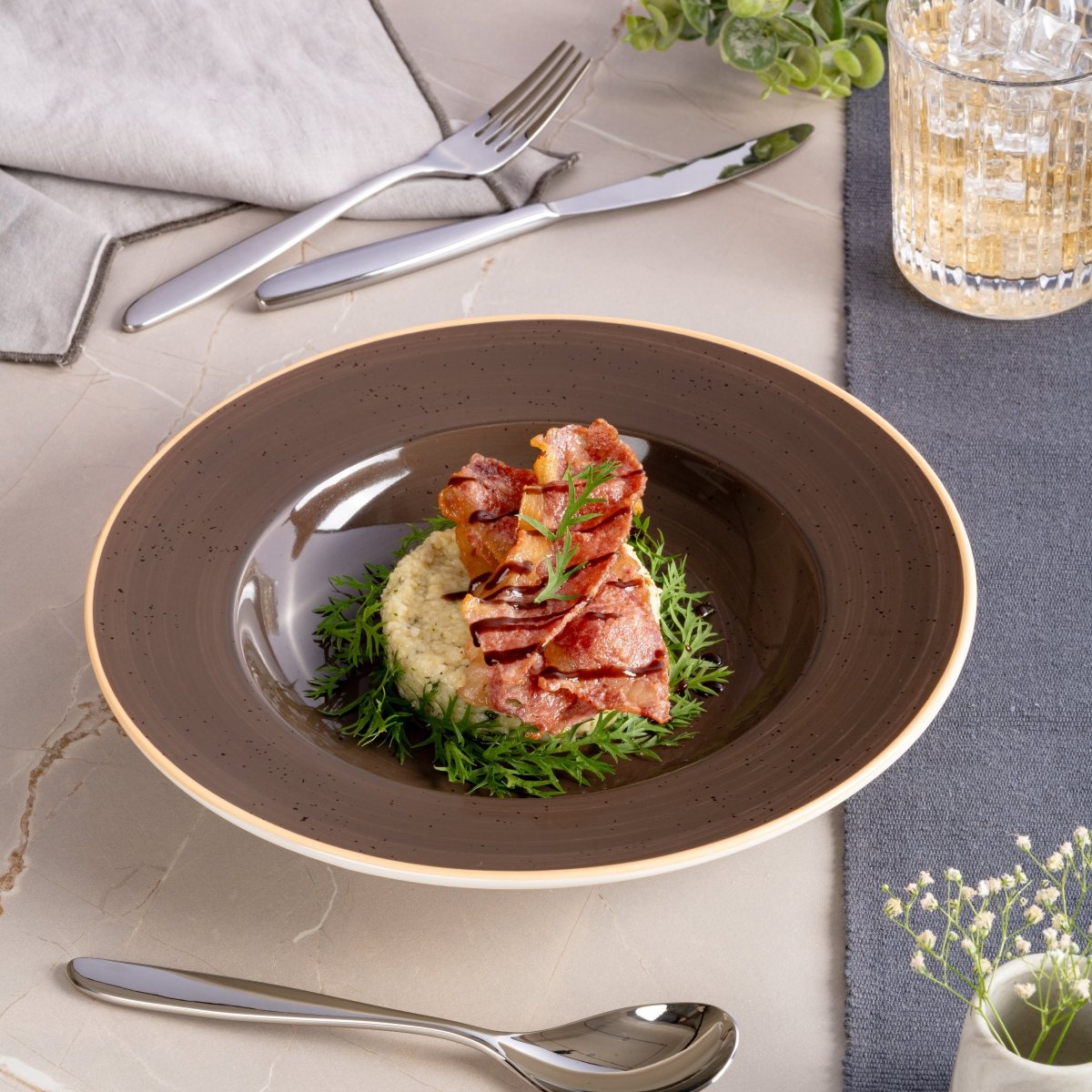 Ariane Prime 10 1/4" Twister Brown Mokka Porcelain Deep Plate - 6/Case (APRARN263012026) - iFoodservice Online