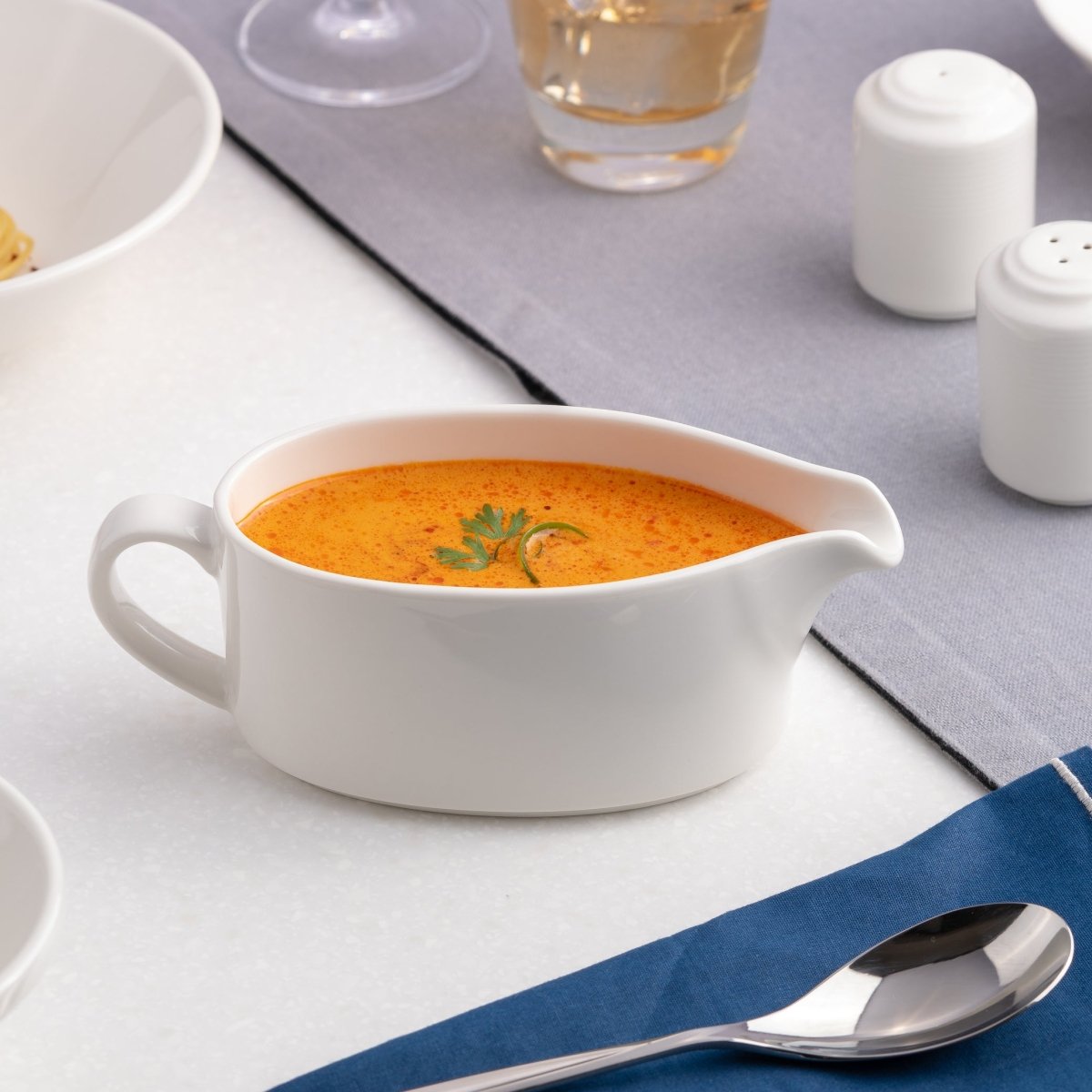 Ariane Prime 11 5/6 Oz Prime - Warm White Porcelain Oval Gravy Boat - 6/Case (APRARN000031035) - iFoodservice Online