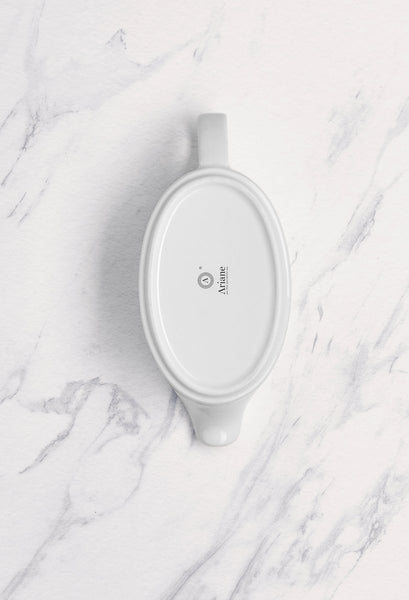 Ariane Prime 11 5/6 Oz Prime - Warm White Porcelain Oval Gravy Boat - 6/Case (APRARN000031035) - iFoodservice Online