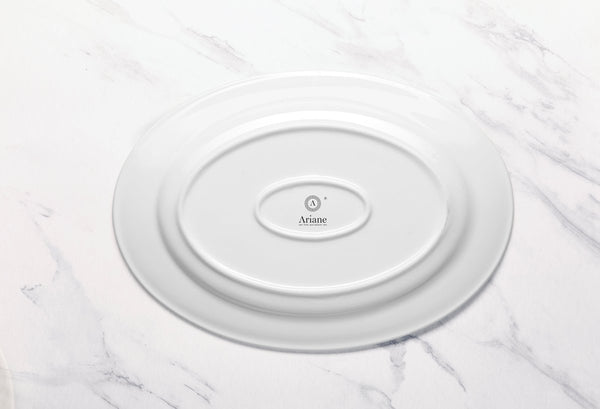 Ariane Prime 11" Prime - Warm White Porcelain Oval Platter - 12/Case (APRARN000015028) - iFoodservice Online