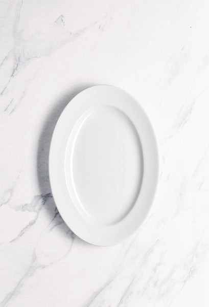 Ariane Prime 11" White Orba Porcelain Oval Platter - 12/Case (APRARN121015028) - iFoodservice Online