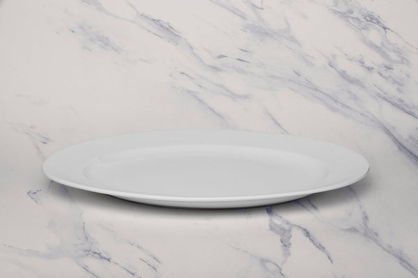 Ariane Prime 12 3/5'' x 8 2/3'' Prime - Warm White Porcelain Oval Platter - 6/Case (APRARN000015032) - iFoodservice Online