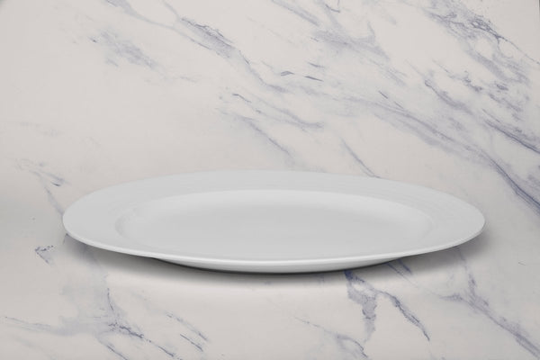 Ariane Prime 12 3/5'' x 8 2/3'' White Eclipse Porcelain Oval Platter - 6/Case (APRARN120015032) - iFoodservice Online