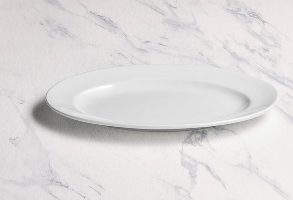 Ariane Prime 15'' x 10 3/7'' Orba White Porcelain Oval Platter - 6/Case (APRARN121015038) - iFoodservice Online