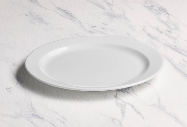 Ariane Prime 17 5/7" x 12 2/5'' Prime - Warm White Porcelain Oval Platter - 3/Case (APRARN000015045) - iFoodservice Online