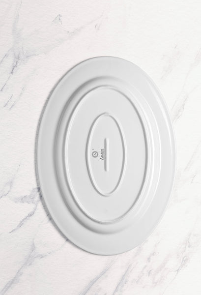 Ariane Prime 17 5/7" x 12 2/5'' Prime - Warm White Porcelain Oval Platter - 3/Case (APRARN000015045) - iFoodservice Online