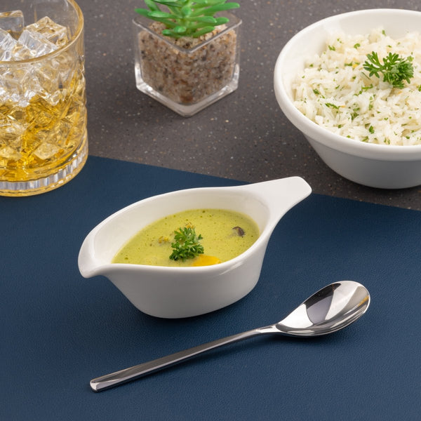 Ariane Prime 4 5/7" Prime - Warm White Porcelain Gravy Boat - 12/Case (APRARN000033012) - iFoodservice Online