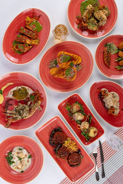 Ariane Prime 4 5/7" Twister White & Red Porcelain Bowl - 12/Case (APRARN204022012) - iFoodservice Online