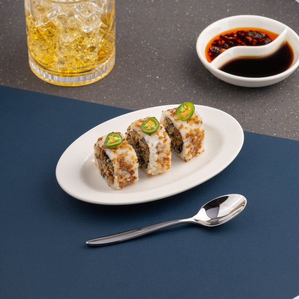 Ariane Prime 6 2/3'' Prime - Warm White Porcelain Oval Platter - 12/Case (APRARN000015017) - iFoodservice Online