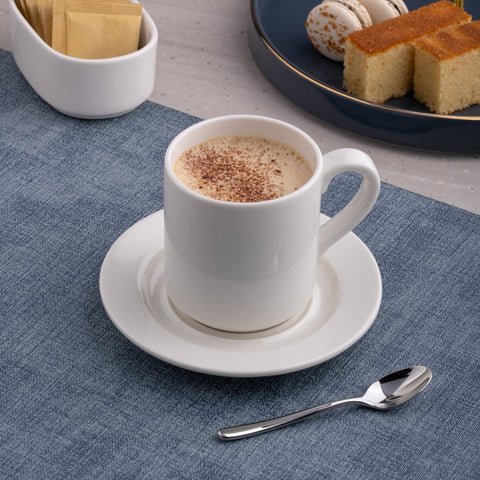 Ariane Prime 6 3/4 Oz Prime - Warm White Porcelain Stackable Coffee Cup - 12/Case (APRARN000043020) - iFoodservice Online