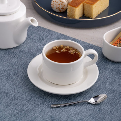 Ariane Prime 7 7/9 Oz Prime - Warm White Porcelain Stackable Tea Cup - 12/Case (APRARN000043023) - iFoodservice Online