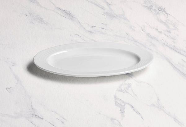 Ariane Prime 8 2/3'' x 6 1/9" Eclipse White Porcelain Oval Platter - 12/Case (APRARN120015022) - iFoodservice Online