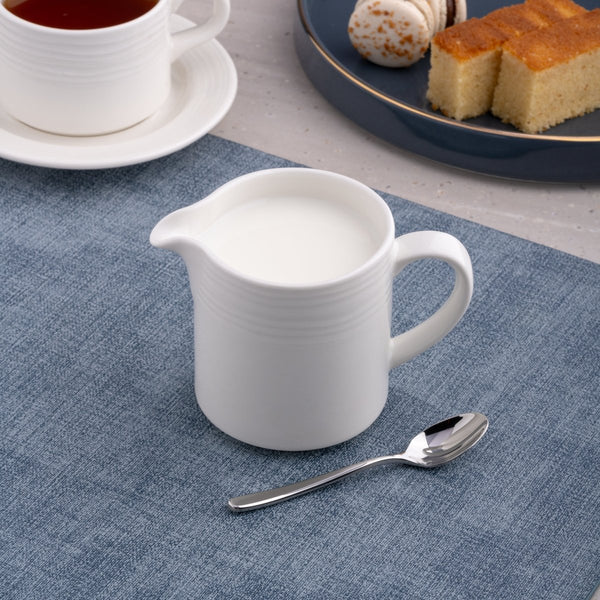 Ariane Prime 8 4/9 Oz White Eclipse Porcelain Creamer With Handle - 12/Case (APRARN120064025) - iFoodservice Online