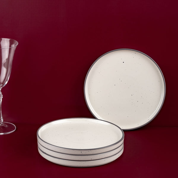 Ariane Selas 8 1/4" Selas - Linen Dots Porcelain Short Rim Stackable Plate - 4/Case (ASEARNA03B11021) - iFoodservice Online