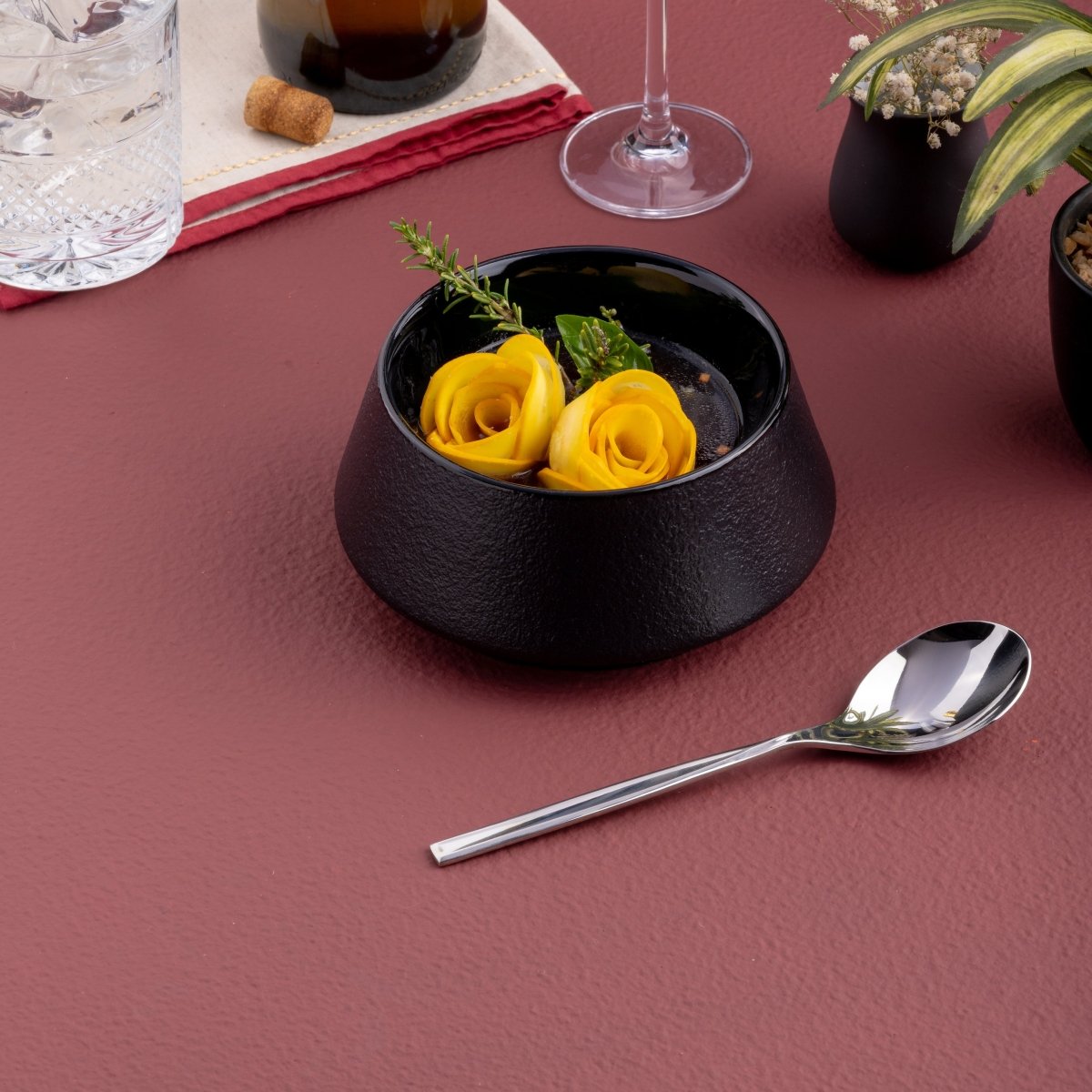 Ariane Slide 6" Slide - Black Dazzle Porcelain Bowl - 6/Case (ADEARN311022015) - iFoodservice Online