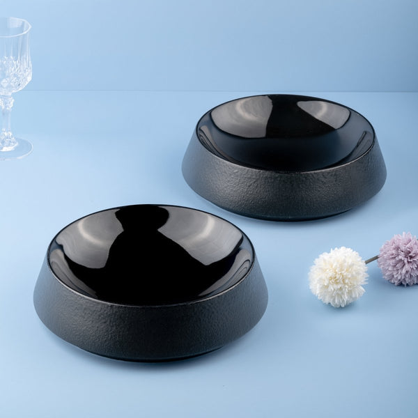 Ariane Slide 7" Slide - Black Dazzle Porcelain Bowl - 2/Case (ADEARN311022018) - iFoodservice Online