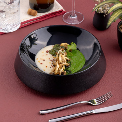 Ariane Slide 9 4/9" Slide - Black Dazzle Porcelain Bowl - 2/Case (ADEARN311022024) - iFoodservice Online