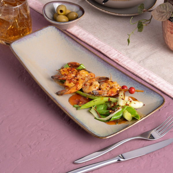 Ariane Vital 11 3/7" x 6 1/9" Splash Beige Porcelain Rectangle Plate - 6/Case (AVRARN257011029) - iFoodservice Online