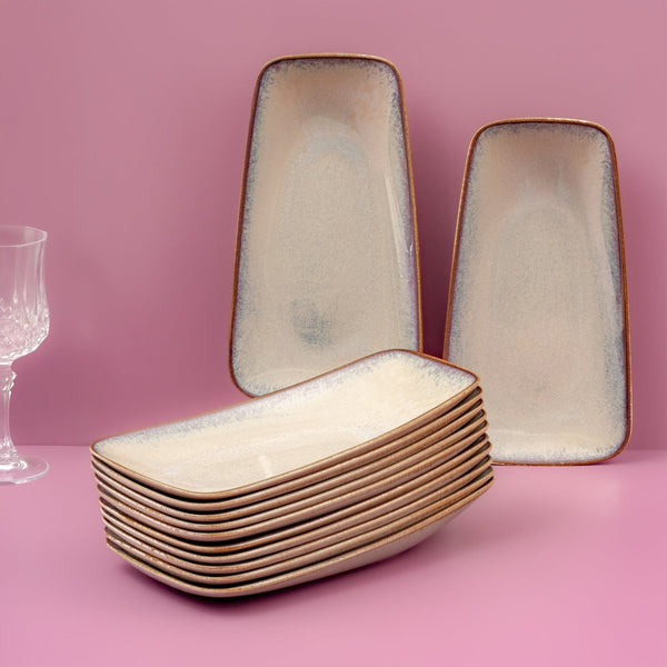 Ariane Vital 7 2/3" x 4" Splash Beige Porcelain Rectangle Plate - Pack of 12 (AVRARN257011020) - iFoodservice Online