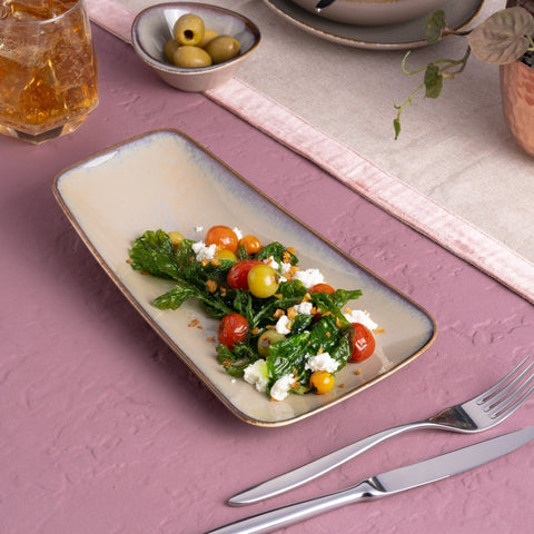 Ariane Vital 9 4/9" x 5 1/8" Splash Beige Porcelain Rectangle Plate - 12/Case (AVRARN257011024) - iFoodservice Online