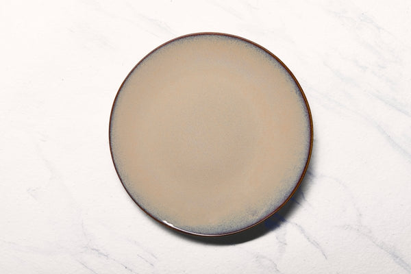 Ariane Vital Coupe 11 3/7" Splash Beige Porcelain Elevated Plate - 6/Case (AVCARN257111029) - iFoodservice Online