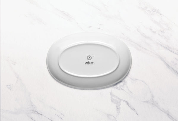 Ariane Vital Coupe 14 1/6" Twister Red Porcelain Coupe Oval Plate - 6/Case (AVCARN204015036) - iFoodservice Online